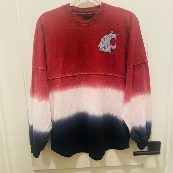 NWOT Washington State Univ. Cougars Small Tie Dye Long Sleeve Puffy Letter Shirt - Picture 2 of 3